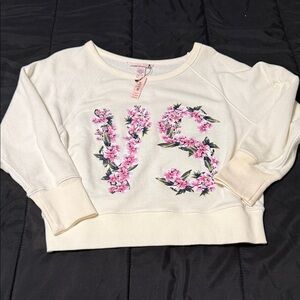 Victoria's Secret White Floral Logo Sweatshirt